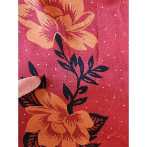 NWD Farm Rio x Anthropologie One-Shoulder Printed Satin Jumpsuit Sz S Red 9D403 - Picture 10 of 16